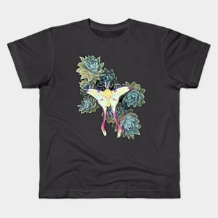 Comet moth on succulents Kids T-Shirt